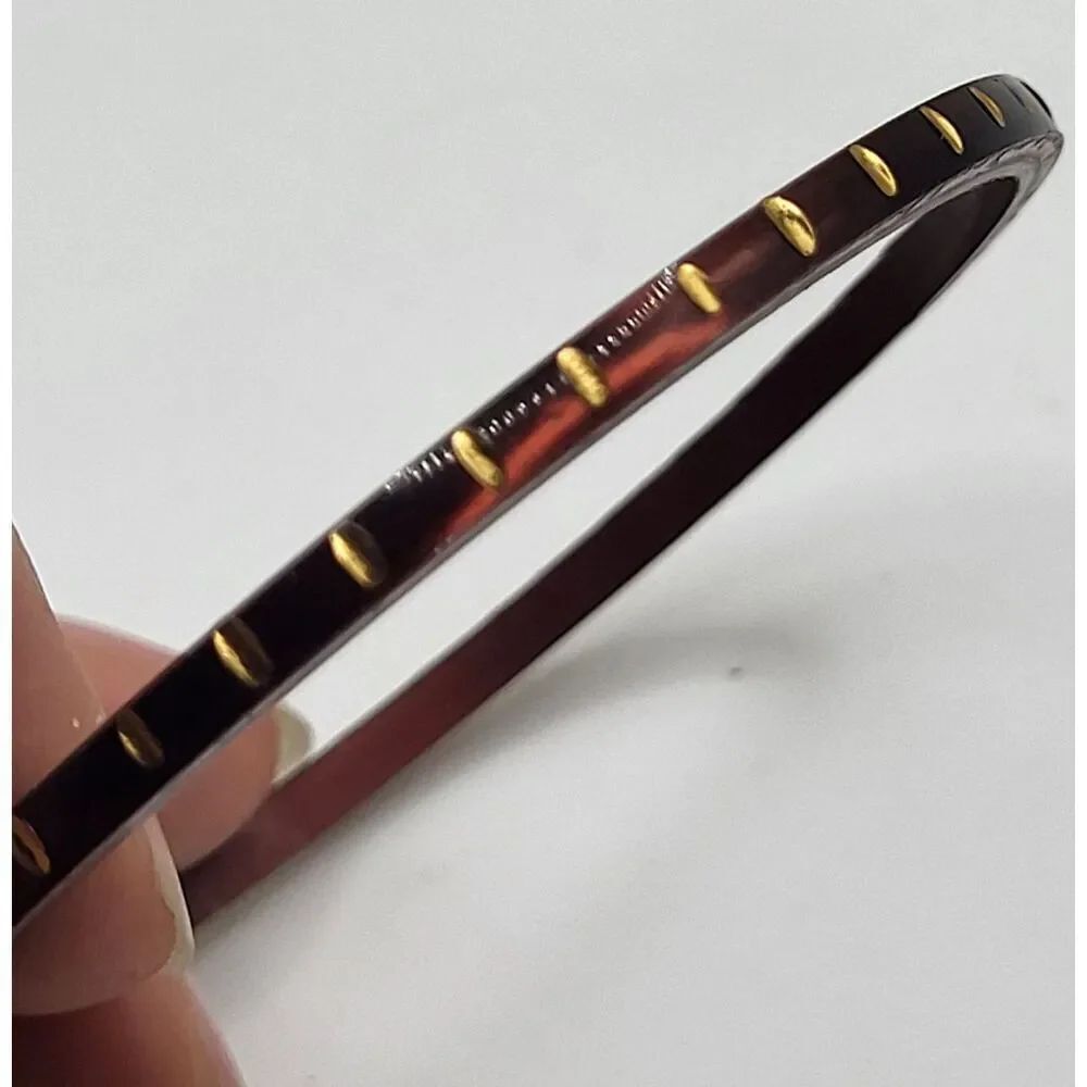 Vintage Brown Glass Enamel Small Bangle Bracelet 1.1in dia
